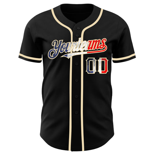 Maxcorners Custom Black Vintage UK Flag-City Cream Premium Baseball Jersey LM0210