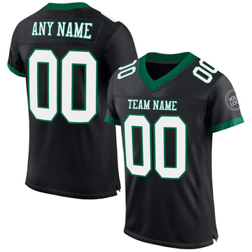 Maxcorners Custom Black White-Kelly Green Mesh Authentic Football Jersey LM2605