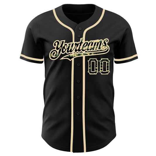 Maxcorners Custom Black Vintage Cuban Flag-City Cream Premium Baseball Jersey LM0210