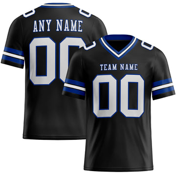 Maxcorners Custom Black White-Royal Authentic Football Jersey LM2605