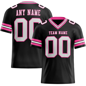 Maxcorners Custom Black White-Pink Authentic Football Jersey LM2605