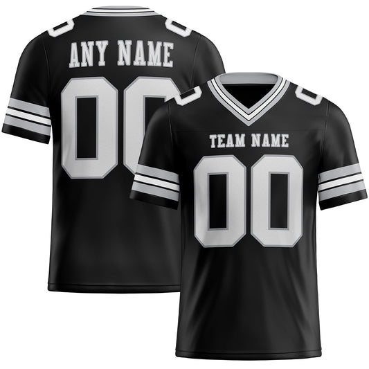 Maxcorners Custom Black White-Gray Authentic Football Jersey LM2605