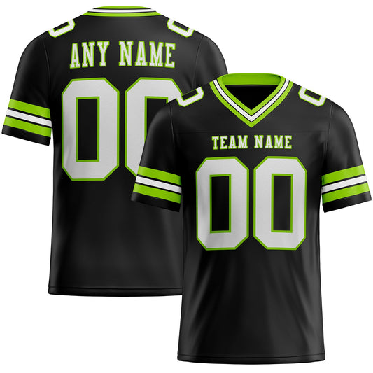 Maxcorners Custom Black White-Neon Green Authentic Football Jersey LM2605
