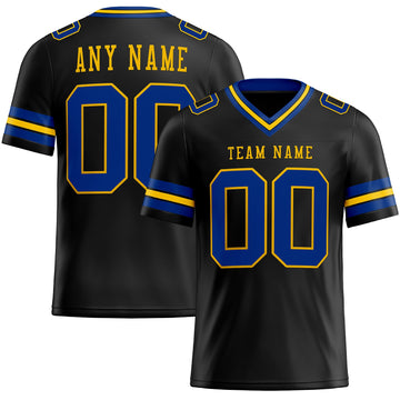 Maxcorners Custom Black Royal-Yellow Authentic Football Jersey LM2605