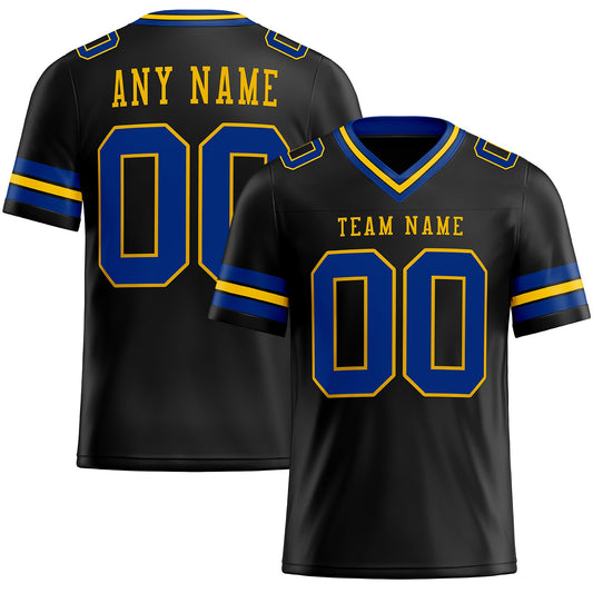 Maxcorners Custom Black Royal-Yellow Authentic Football Jersey LM2605
