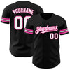 Maxcorners Custom Black White-Pink Authentic Baseball Jersey LM2605