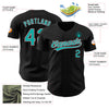 Maxcorners Custom Black Aqua-Medium Pink Authentic Baseball Jersey LM2605