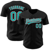 Maxcorners Custom Black Aqua-Medium Pink Authentic Baseball Jersey LM2605