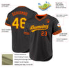 Maxcorners Custom Black Gold-Orange Authentic Throwback Baseball Jersey LM2605