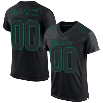 Maxcorners Custom Black Kelly Green Mesh Authentic Football Jersey LM2605