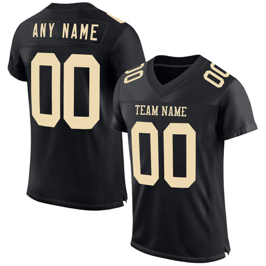 Maxcorners Custom Black Cream Mesh Authentic Football Jersey LM2605