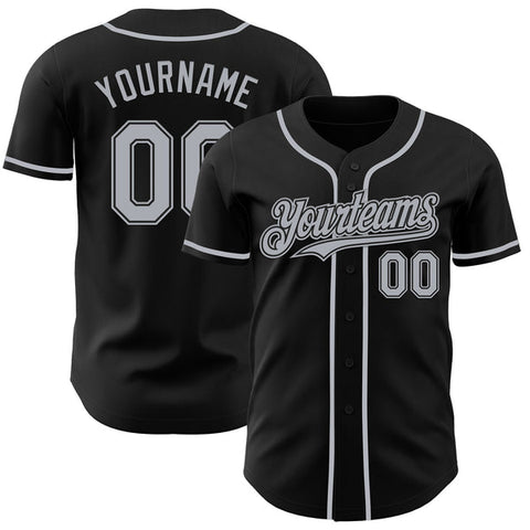 Maxcorners Custom Black Gray Authentic Baseball Jersey
 LM0609