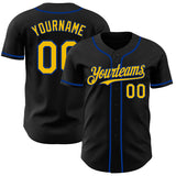 Maxcorners Custom Black Yellow-Royal Authentic Baseball Jersey
 LM0609