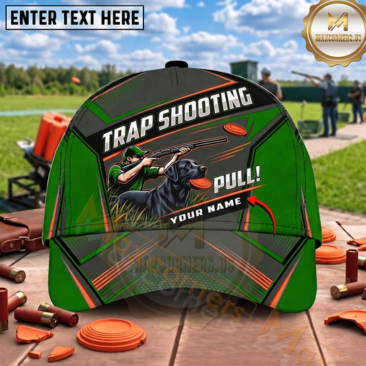Maxcorners Green Pull Labrador Shooter Trap Shooting Personalized Name 3D Cap
