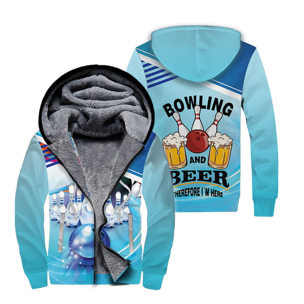 Maxcorners Blue Bowling and Beer 3D Custom Name Shirt