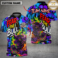 Maxcorners Darts Shirt Fear The Bull Graffiti Style  Multioptions Personalized Name, Team Name Unisex 3D Shirt (4 Colors)