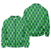Maxcorners Lucky Four Leaf Clover Golf Ball Pattern Argyle Pattern St Patrick's Day Golf Shirt, Polo Shirts For Men