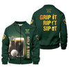 Maxcorners Grip It Rip It Sip It Golf And Beer St Patrick's Day Green Golf Tops For Men, Golf Shirts For Men