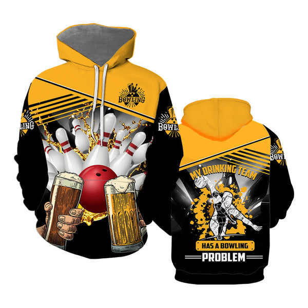 Maxcorners Bowling And Beer Lover 3D Custom Name Shirt