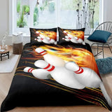 Maxcorners Fire Bowling Ball And Pins 3D Bedding Set