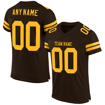 Maxcorners Custom Brown Gold Mesh Authentic Football Jersey LM2605