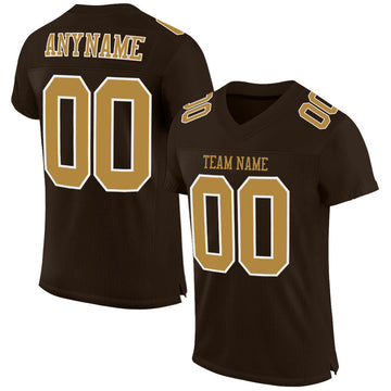 Maxcorners Custom Brown Old Gold-White Mesh Authentic Football Jersey LM2605