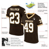 Maxcorners Custom Brown White-Old Gold Mesh Authentic Throwback Football Jersey LM2605