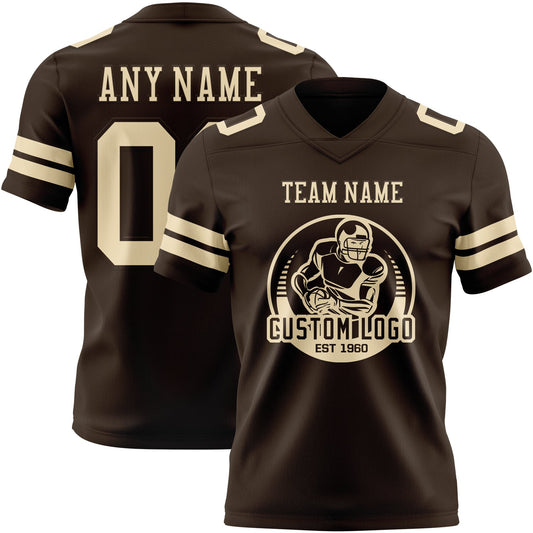 Maxcorners Custom Brown Cream Authentic Football Jersey LM2605