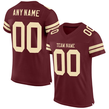 Maxcorners Custom Burgundy Cream Mesh Authentic Football Jersey LM2605