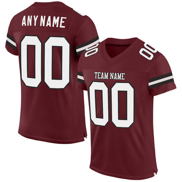 Maxcorners Custom Burgundy White-Black Mesh Authentic Football Jersey LM2605