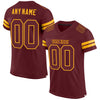 Maxcorners Custom Burgundy Burgundy-Gold Mesh Authentic Football Jersey LM2605