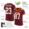Maxcorners Custom Burgundy White-Orange Mesh Authentic Football Jersey LM2605