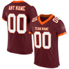 Maxcorners Custom Burgundy White-Orange Mesh Authentic Football Jersey LM2605