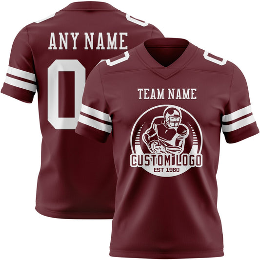 Maxcorners Custom Burgundy White Authentic Football Jersey LM2605