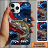 Maxcorners American Flag Wave Custom Name Fishing Phone Case