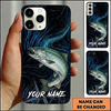 Maxcorners Deep Blue Swirl Compass Art Custom Name Fishing Phone Case