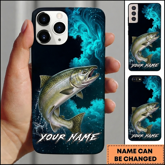 Maxcorners Vibrant Dark Ocean Design Custom Name Fishing Phone Case