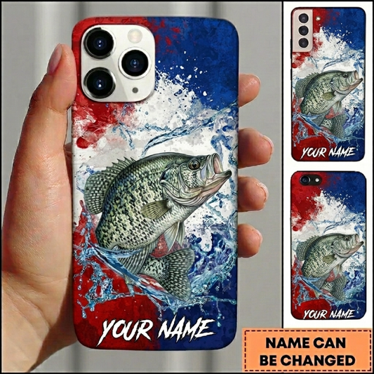 Maxcorners Artistic Splashing Waves Design Custom Name Fishing Phone Case