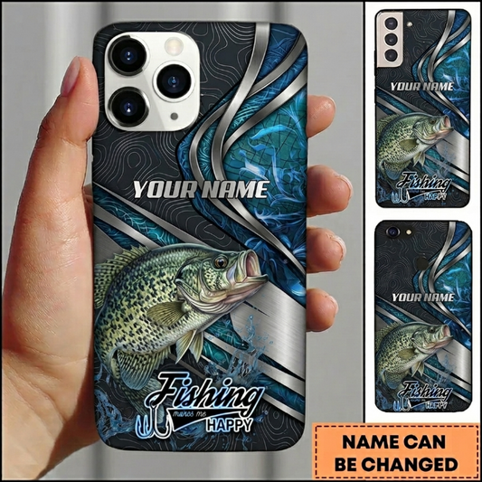 Maxcorners Topographic Metalwave Custom Name Fishing Phone Case