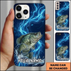 Maxcorners Electric Blue Lightning Splash Custom Name Fishing Phone Case