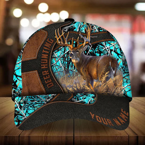 Maxcorners Premium Unique Leather Deer Hunting Personalized Hats 3D Multicolored