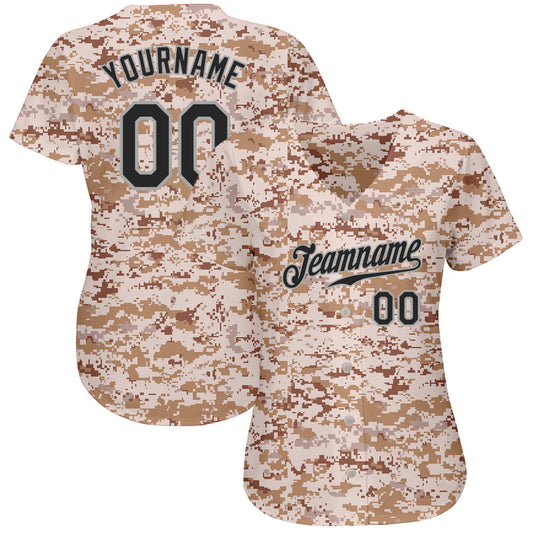 Maxcorners Custom Camo Black-Gray Authentic Salute To Service Baseball Jersey LM2605