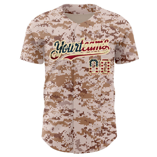 Maxcorners Custom Gray Vintage USA Flag Royal-Black Premium Two Tone Baseball Jersey LM0210
