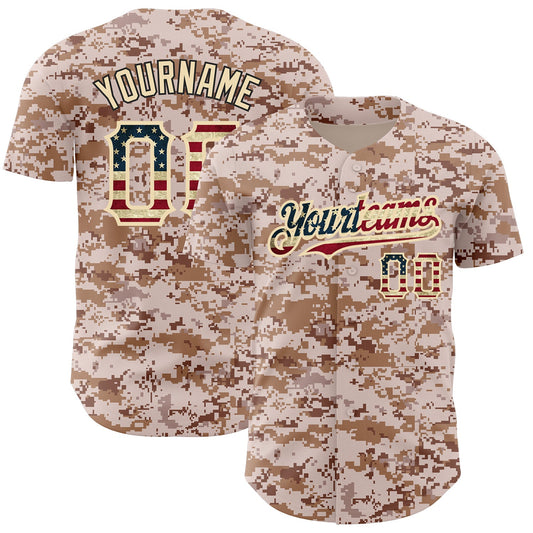 Maxcorners Custom Gray Vintage USA Flag Royal-Black Premium Two Tone Baseball Jersey LM0210