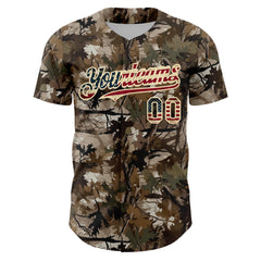 Maxcorners Custom Camo White-Red 3D American Flag  Premium Salute To Service Baseball Jersey LM0210
