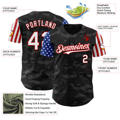 Maxcorners Custom Camo USA Flag White-Red 3D Premium Salute To Service Baseball Jersey LM0210