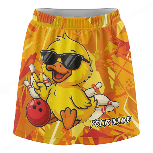 Maxcorners Customized Bowling Trouser Skirts With Shorts Underneath, Bowling Duck Strike Energy Skorts With Pockets