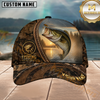 Maxcorners Fishing Rustic Brown Camo Sunset Lake Customized Name 3D Cap