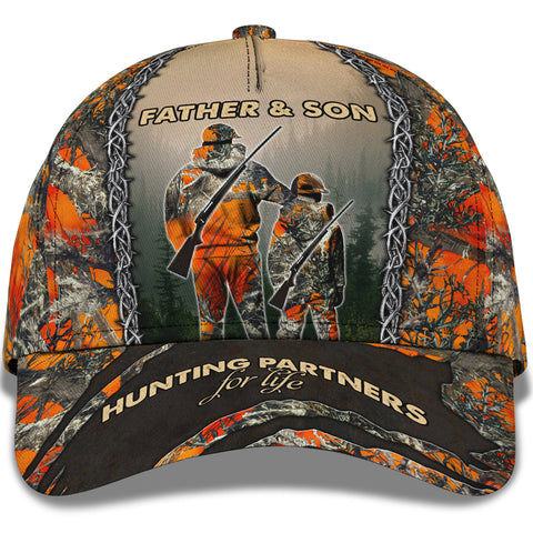 Maxcorners Deer Hunting Father And Son Orange Camo Personalized Cap