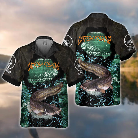Maxcorners Catfish Fishing All Over Print 3D Hawaiian Shirt
